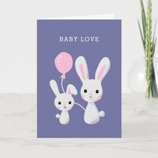 Tarjeta Amor de bebé | Cute Bunnies Felicitaciones a los r (Anverso)