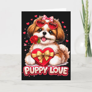 Tarjeta Amor de Cachorro San Valentín Shih Tzu Perro Lindo