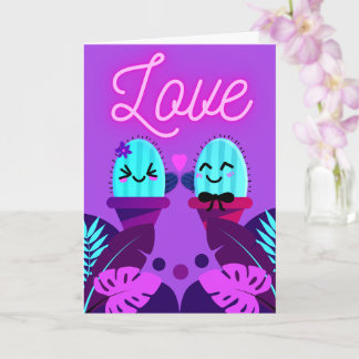 Tarjeta amor de cactus kawaii para el día de San Valentín