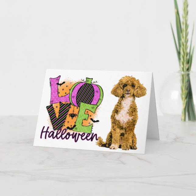 Tarjeta Amor de Caniche Espantoso Halloween (Anverso)