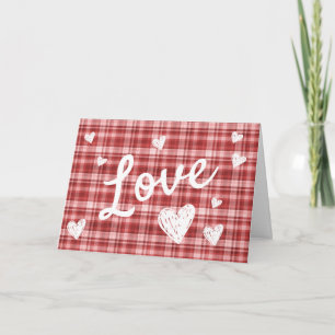 Tarjeta Amor de Cuadros Rojos Día de San Valentín