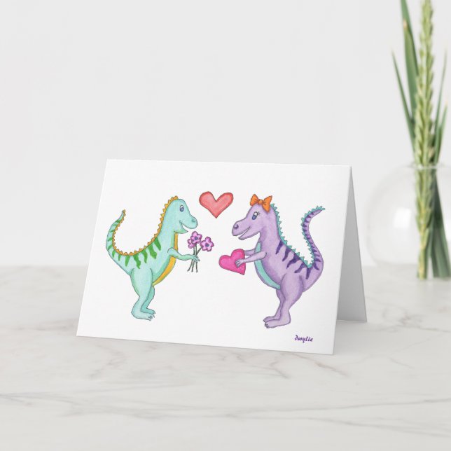 Tarjeta Amor de dinosaurio (Anverso)