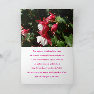 Tarjeta Amor de Dios, flor de Fuschia