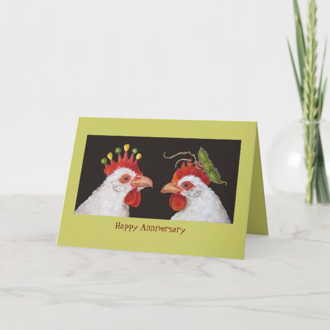 Tarjeta amor de los pollos, aniversario feliz (Anverso)