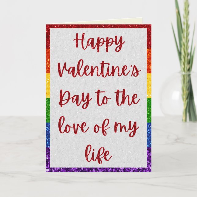 Tarjeta Amor De Mi Vida Orgullo LGBT Purpurina Valentine C (Anverso)