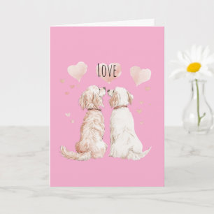Tarjeta Amor de Perro Corazones Rosas