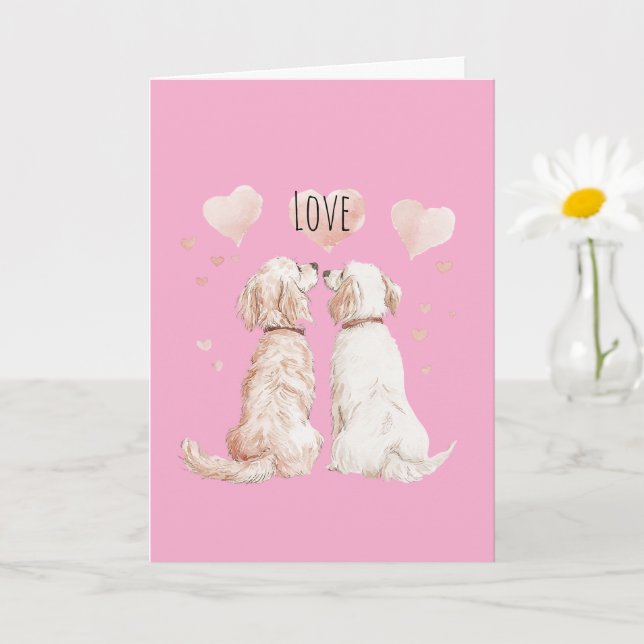 Tarjeta Amor de Perros Corazones Rosados (Planta pequeña)