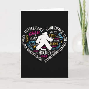 Tarjeta Amor de portera de hockey para adolescentes y muje