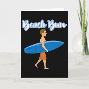 Tarjeta Amor de verano en la playa Chico surfista del océa