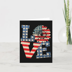 Tarjeta Amor Del 4 De Julio Girasol Bandera Patriótica Ame