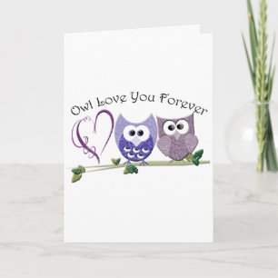 Tarjeta Amor del búho usted para siempre, los búhos y el