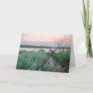 Tarjeta Amor desde Australia Kangaroo Sunset Lake