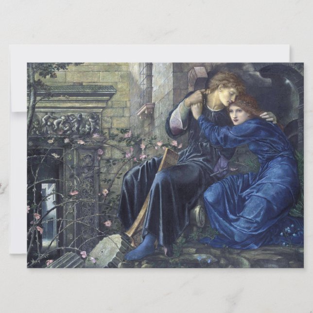 Tarjeta Amor entre las ruinas (de Edward Burne-Jones) (Anverso)