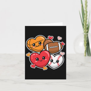 Tarjeta Amor Fútbol Baloncesto Día de San Valentín Niños Y