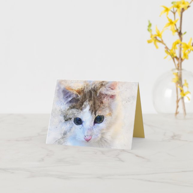 Tarjeta Amor gatito (flor amarilla)