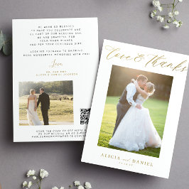 Tarjeta Amor gracias guión oro 2 foto boda gracias