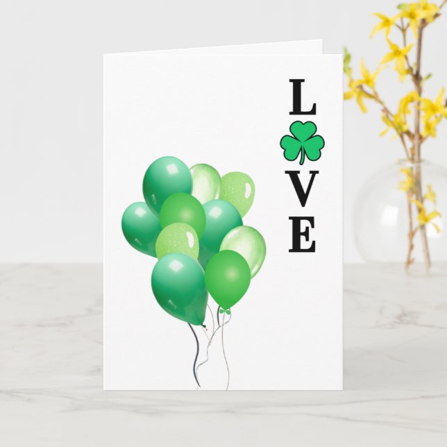 Tarjeta AMOR Irlanda Globos verdes todo propósito en blanc (flor amarilla)