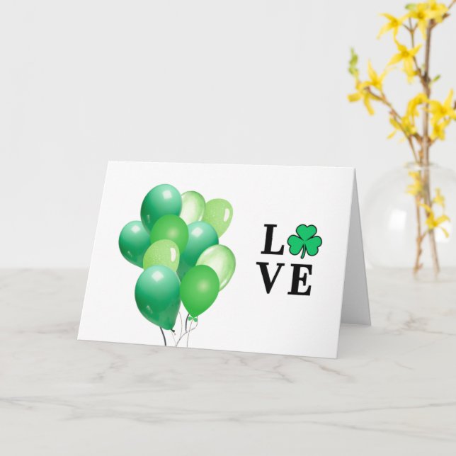 Tarjeta AMOR Irlanda Globos verdes todo propósito en blanc (flor amarilla)