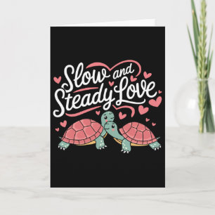 Tarjeta Amor lento y constante Pareja de tortugas lindas a