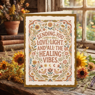 Tarjeta Amor, Luz y Vibraciones de Sanación   Arte Folclór