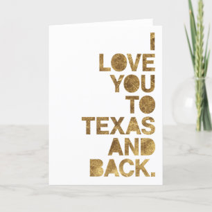 Tarjeta Amor Metálico Dorado De Texas y De Regreso