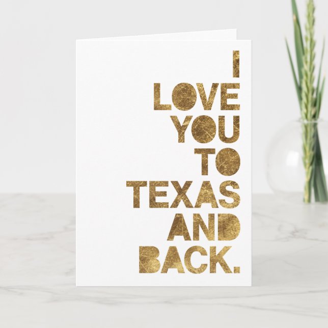 Tarjeta Amor metálico dorado de Texas y de vuelta (Anverso)