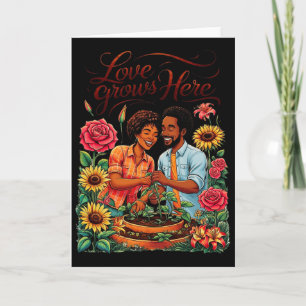 Tarjeta Amor Negro Pareja Afroamericana Boceto Valentin