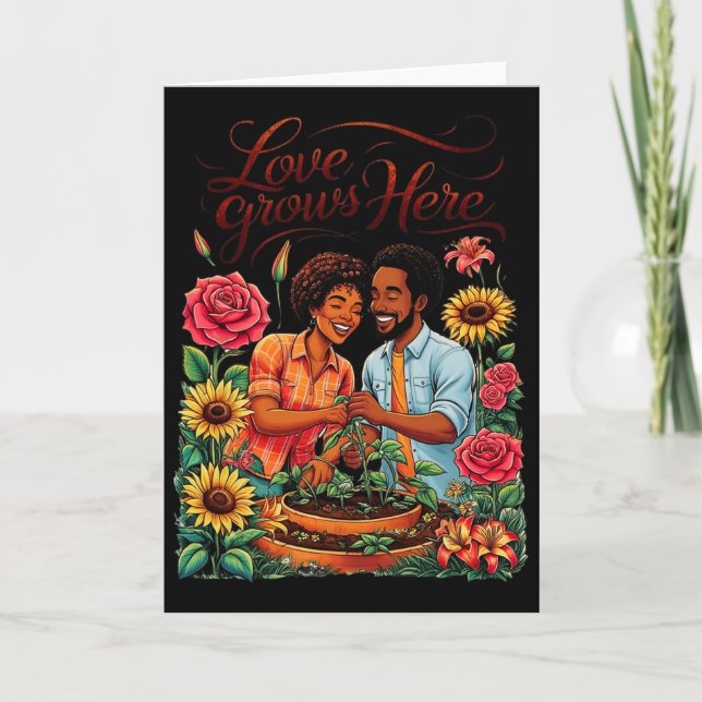 Tarjeta Amor Negro Pareja Afroamericana Boceto Valentin (Anverso)