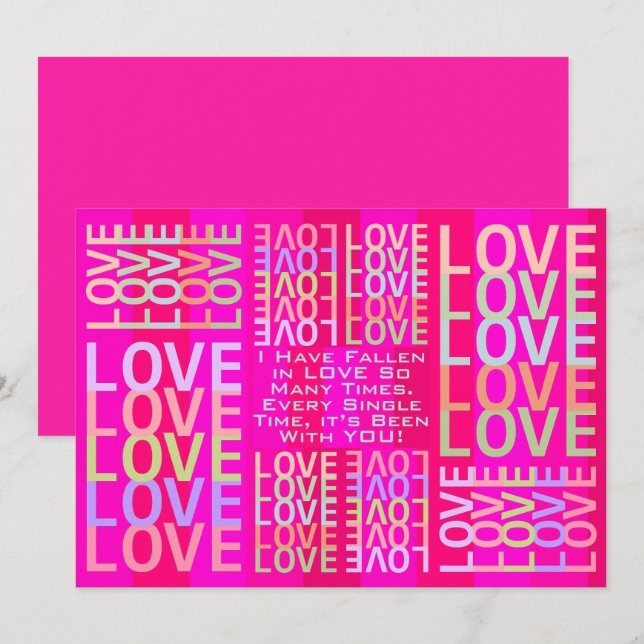 Tarjeta "AMOR" personalizado rosado (Anverso / Reverso)