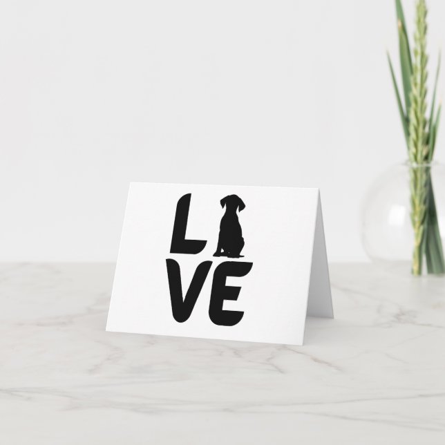 Tarjeta Amor por el perro (sentado) Saludo en blanco (Anverso)