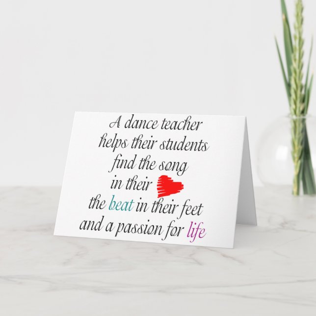 Tarjeta Amor por enseñar danza Notecard(s) (Anverso)