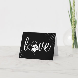 Tarjeta Amor por la vida mascota   Paw Print Heart Script 