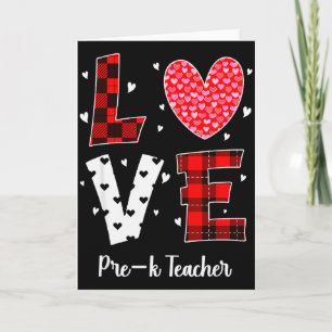 Tarjeta Amor Pre-k Maestro Estudiantes Corazón Día de San