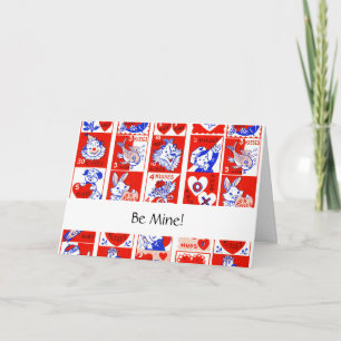 Tarjeta Amor Retro de San Valentín Abrazos Patrón Bonito