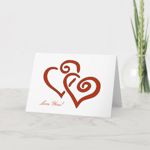 Tarjeta Amor rojo de 2 corazones usted aniversario