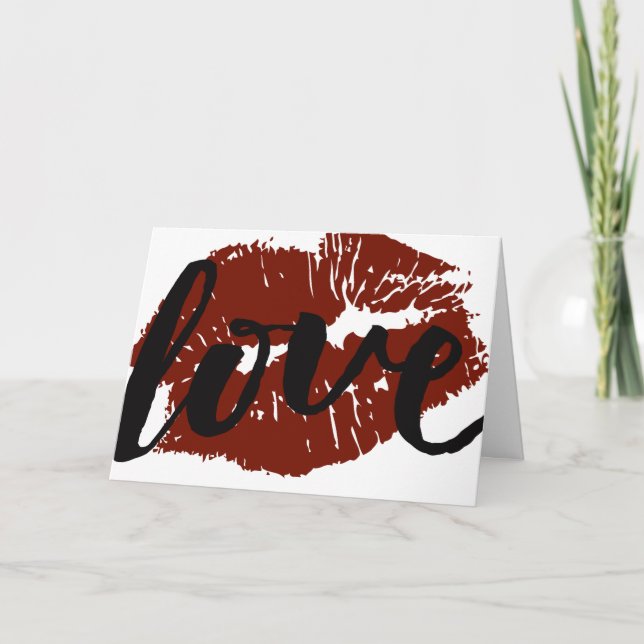 Tarjeta Amor rojo del beso de los labios del Smooch (Anverso)