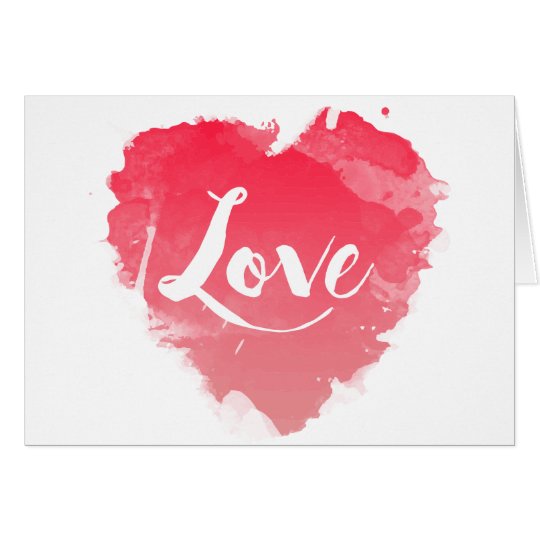 Tarjeta Amor rojo del blanco del corazón de la acuarela