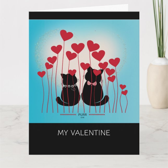 Tarjeta Amor ronroneo - Bolsa de regalo - Campo de globos (Anverso)