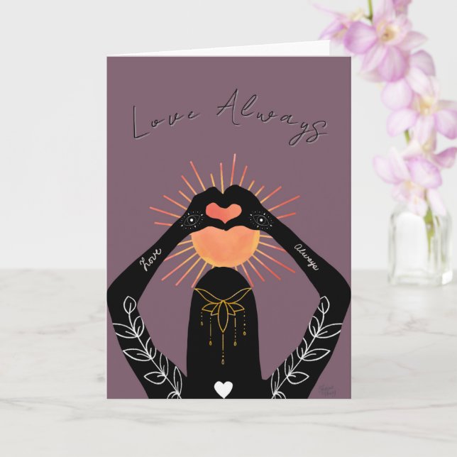 Tarjeta Amor Siempre Corazón Manos (Orquídea)