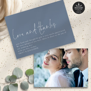 Tarjeta Amor Simple Gracias Foto Boda Azul Gracias