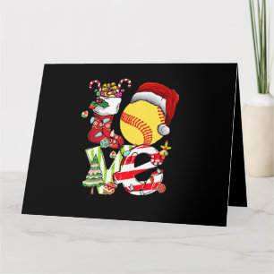 Tarjeta Amor Softbol Navidad Santa Sombrero Chicas Adolesc