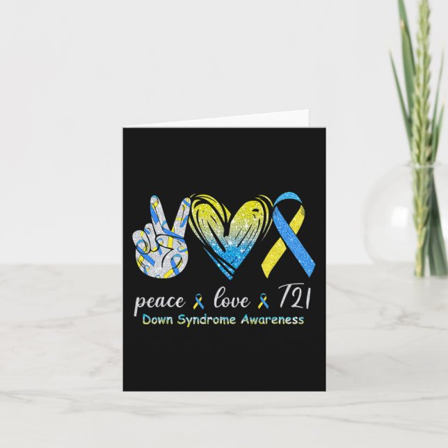 Tarjeta Amor T21 Awareness Blue Yellow Ribbo (Anverso)