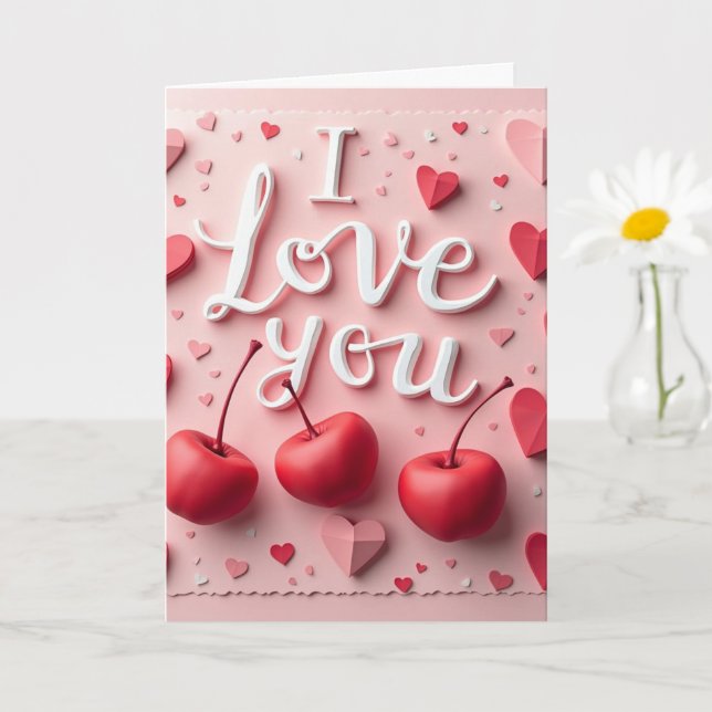 Tarjeta Amor y cerezas (Planta pequeña)