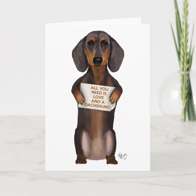 Tarjeta Amor y Dachshund (Anverso)