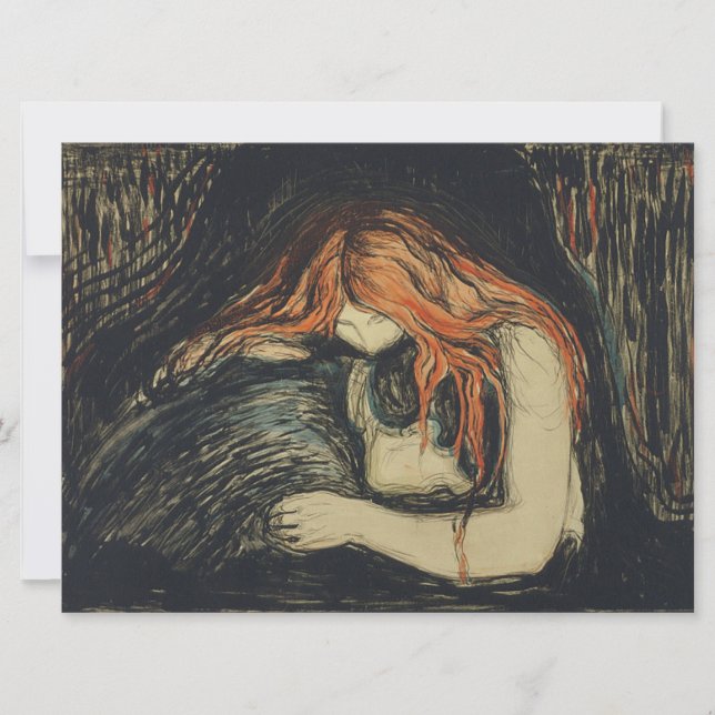 Tarjeta Amor y dolor (El vampiro) (de Edvard Munch) (Anverso)