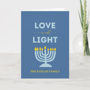 Tarjeta "Amor y luz" Menorah Personalizado Hanukkah