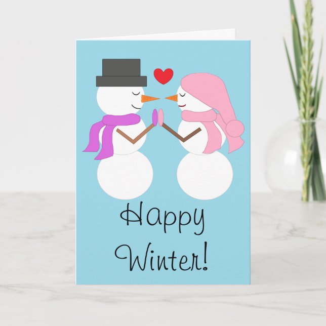 Tarjeta Amor y Snowpeople: Happy Winter (Anverso)