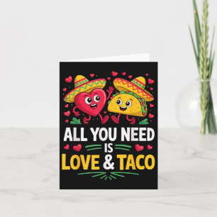 Tarjeta Amor Y Traje De Sombrero De Taco Divertido Mexican