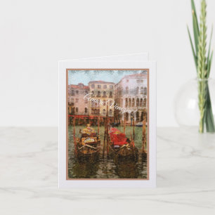 Tarjeta ¡Amore Venezia!  Dos góndolas/foto con aspecto vin