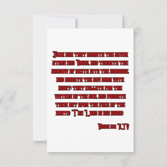 Tarjeta Amos 5:8 KJV Biblia Verse Greet (Anverso)